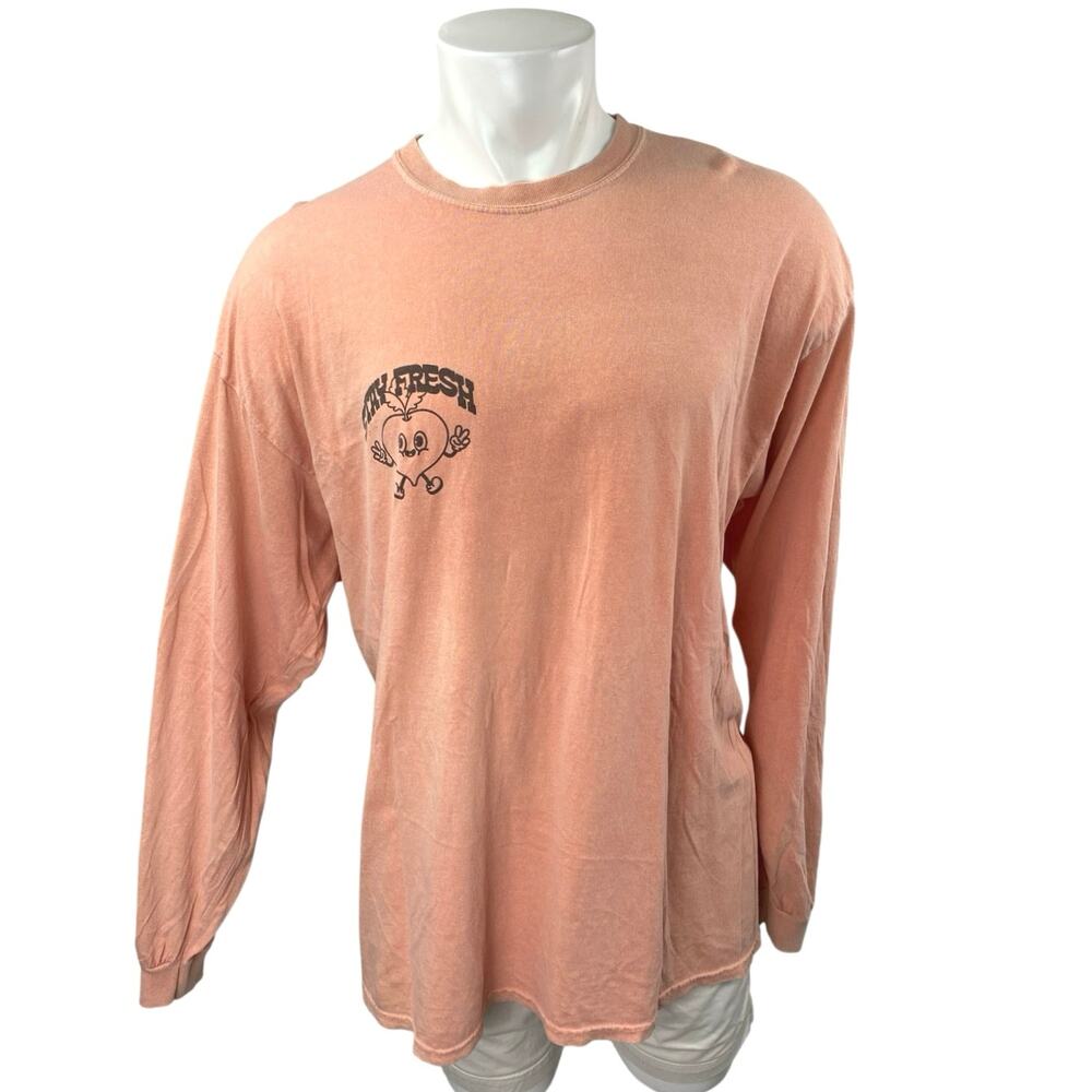 Urban Outfitters Mens Coral Long Sleeve Stay Fresh Veggie T Shirt Tee Top Size L